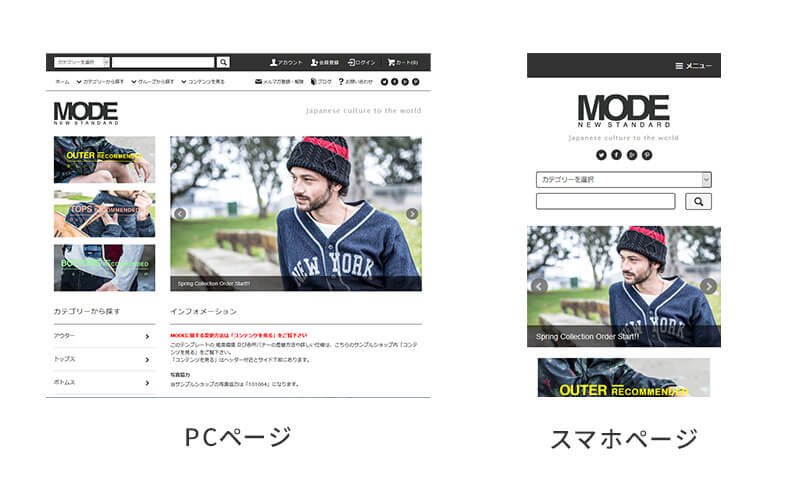 カラーミーショップ・レスポンシブデザインテンプレート「MODE」